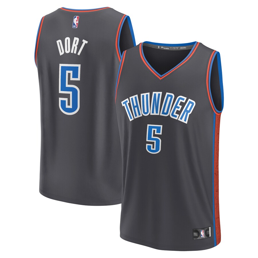 Men Oklahoma City Thunder #5 Luguentz Dort Black Fanatics Branded City Edition 2022-23 Fastbreak NBA Jersey->oklahoma city thunder->NBA Jersey